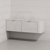 RIO 1500mm Bathroom Linear Surface Corner Vanity Wall Hung Plywood Semi-Matt White with Stone Top