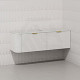 RIO 1500mm Bathroom Linear Surface Corner Vanity Wall Hung Plywood Semi-Matt White with Stone Top