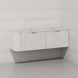 RIO 1500mm Bathroom Linear Surface Corner Vanity Wall Hung Plywood Semi-Matt White with Stone Top