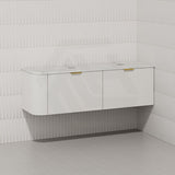 RIO 1500mm Bathroom Linear Surface Corner Vanity Wall Hung Plywood Semi-Matt White with Stone Top