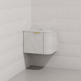 RIO 600mm Bathroom Linear Surface Corner Vanity Wall Hung Plywood Semi-Matt White with Stone Top