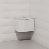 RIO 600mm Bathroom Linear Surface Corner Vanity Wall Hung Plywood Semi-Matt White with Stone Top