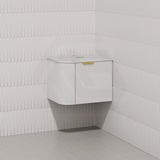 RIO 600mm Bathroom Linear Surface Corner Vanity Wall Hung Plywood Semi-Matt White with Stone Top