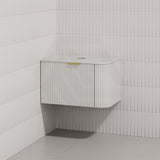 RIO 750mm Bathroom Linear Surface Corner Vanity Wall Hung Plywood Semi-Matt White with Stone Top