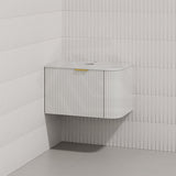 RIO 750mm Bathroom Linear Surface Corner Vanity Wall Hung Plywood Semi-Matt White with Stone Top