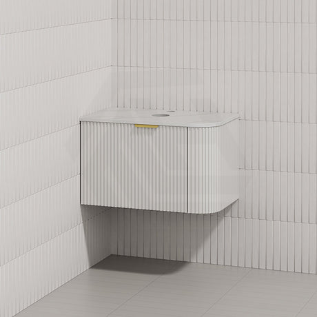 RIO 750mm Bathroom Linear Surface Corner Vanity Wall Hung Plywood Semi-Matt White with Stone Top