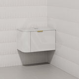 RIO 750mm Bathroom Linear Surface Corner Vanity Wall Hung Plywood Semi-Matt White with Stone Top