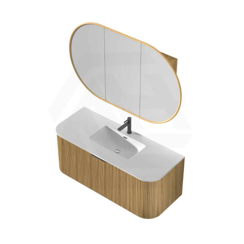 Rosy 750/900/1200/1500mm Oval Wall Hung Plywood Shaving Cabinet Variant Colour Available