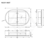 Rosy 750/900/1200/1500mm Oval Wall Hung Plywood Shaving Cabinet Variant Colour Available