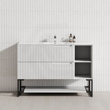 600-1500mm SERSI Freestanding Plywood Vanity Matt White Linear Surface Drawers Shelves Single Bowl Cabinet