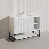 1200mm SERSI Freestanding Plywood Vanity Linear Surface Single Bowl Cabinet - Matt White