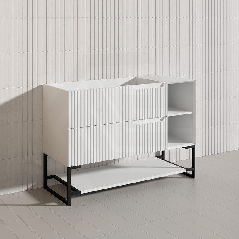 1200mm SERSI Freestanding Plywood Vanity Linear Surface Single Bowl Cabinet - Matt White