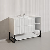 1200mm SERSI Freestanding Plywood Vanity Linear Surface Single Bowl Cabinet - Matt White