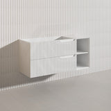 1200mm SERSI Plywood Single Bowl Wall Hung Vanity Linear Surface Drawers Shelves Matt White Cabinet ONLY & Ceramic/Poly Top Available
