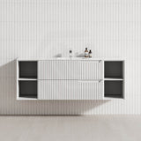 600-1500mm SERSI Wall Hung Plywood Vanity Matt White Linear Surface Drawers Shelves Single Bowl Cabinet ONLY&Ceramic/Poly Top Available for Bathroom