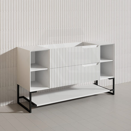 600-1500mm SERSI Freestanding Plywood Vanity Matt White Linear Surface Drawers Shelves Single Bowl Cabinet