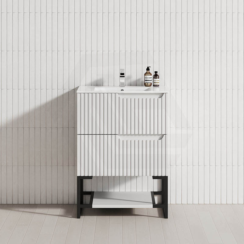 600-1500mm SERSI Freestanding Plywood Vanity Matt White Linear Surface Drawers Shelves Single Bowl Cabinet