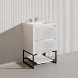 600mm SERSI Freestanding Plywood Vanity Linear Surface Single Bowl Cabinet - Matt White