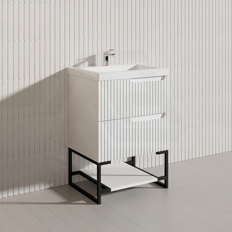 600-1500mm SERSI Freestanding Plywood Vanity Matt White Linear Surface Drawers Shelves Single Bowl Cabinet