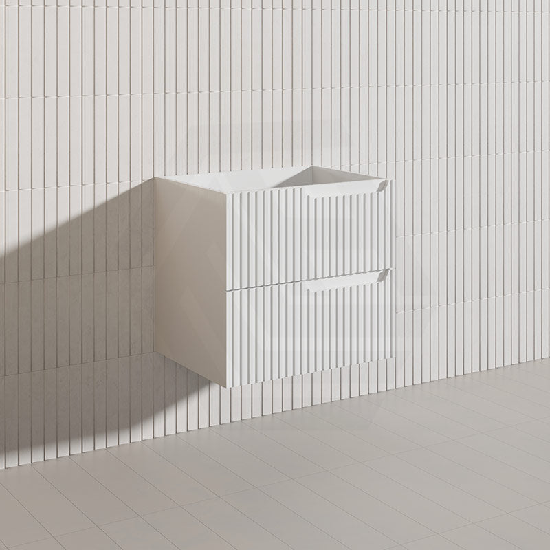 600mm SERSI Plywood Single Bowl Wall Hung Vanity Linear Surface Drawers Matt White Cabinet ONLY & Ceramic/Poly Top Available