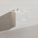 600mm SERSI Plywood Single Bowl Wall Hung Vanity Linear Surface Drawers Matt White Cabinet ONLY & Ceramic/Poly Top Available