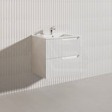 600mm SERSI Plywood Single Bowl Wall Hung Vanity Linear Surface Drawers Matt White Cabinet ONLY & Ceramic/Poly Top Available