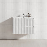 600-1500mm SERSI Wall Hung Plywood Vanity Matt White Linear Surface Drawers Shelves Single Bowl Cabinet ONLY&Ceramic/Poly Top Available for Bathroom