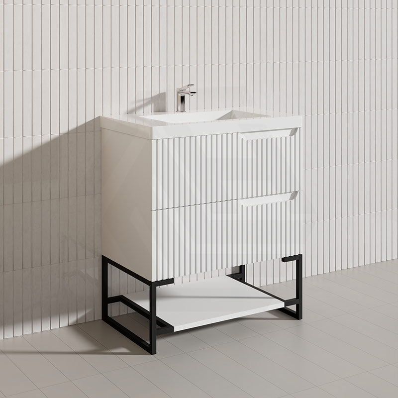 750mm SERSI Freestanding Plywood Vanity Linear Surface Single Bowl Cabinet - Matt White
