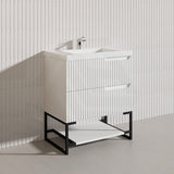 750mm SERSI Freestanding Plywood Vanity Linear Surface Single Bowl Cabinet - Matt White