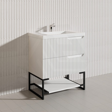 600-1500mm SERSI Freestanding Plywood Vanity Matt White Linear Surface Drawers Shelves Single Bowl Cabinet