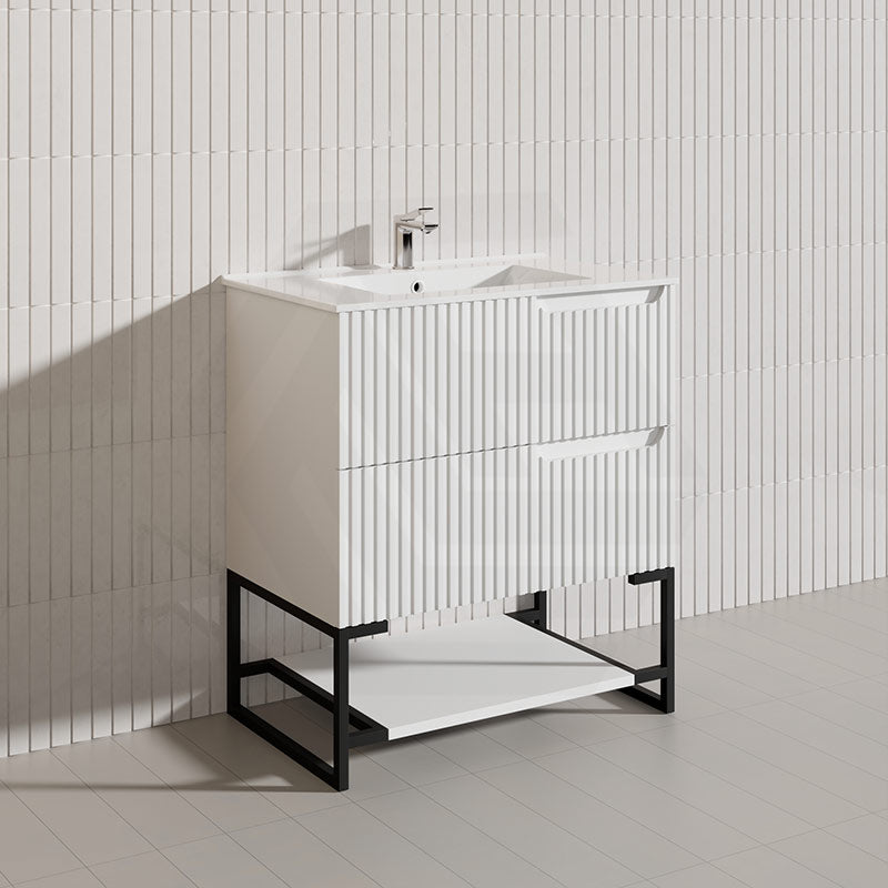750mm SERSI Freestanding Plywood Vanity Linear Surface Single Bowl Cabinet - Matt White