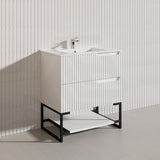 750mm SERSI Freestanding Plywood Vanity Linear Surface Single Bowl Cabinet - Matt White