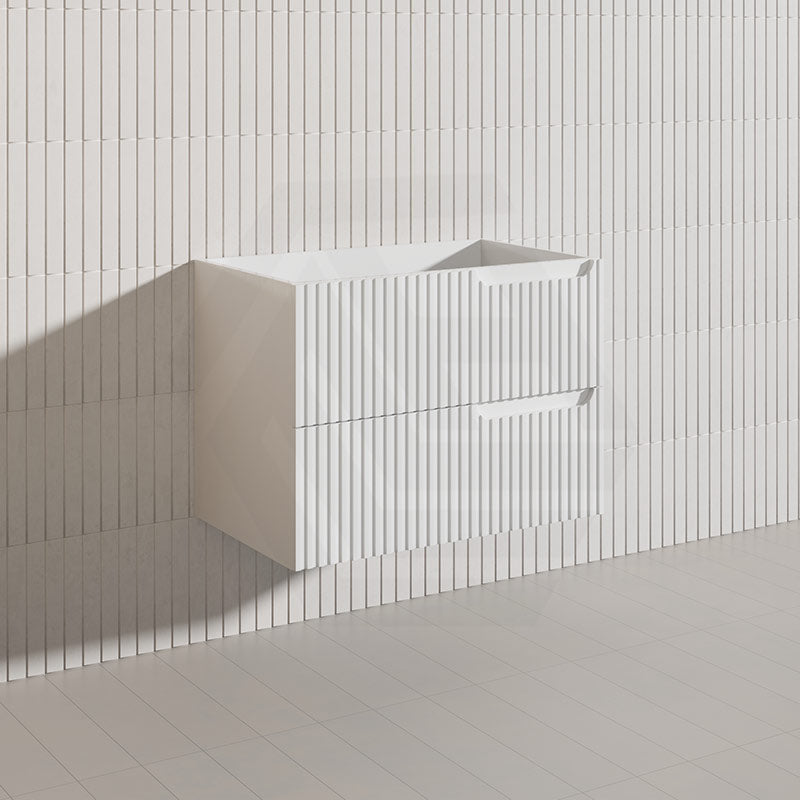750mm SERSI Plywood Single Bowl Wall Hung Vanity Linear Surface Drawers Matt White Cabinet ONLY & Ceramic/Poly Top Available