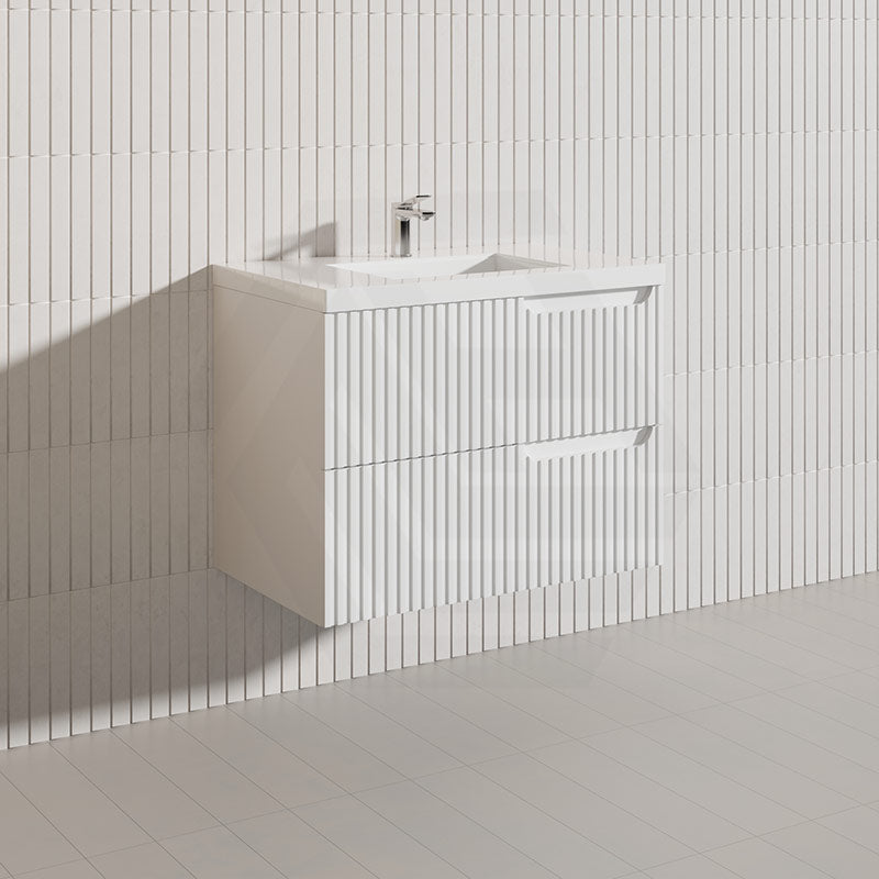 750mm SERSI Plywood Single Bowl Wall Hung Vanity Linear Surface Drawers Matt White Cabinet ONLY & Ceramic/Poly Top Available