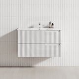 600-1500mm SERSI Wall Hung Plywood Vanity Matt White Linear Surface Drawers Shelves Single Bowl Cabinet ONLY&Ceramic/Poly Top Available for Bathroom