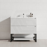 600-1500mm SERSI Freestanding Plywood Vanity Matt White Linear Surface Drawers Shelves Single Bowl Cabinet