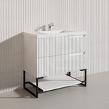 900mm SERSI Freestanding Plywood Vanity Linear Surface Single Bowl Cabinet - Matt White