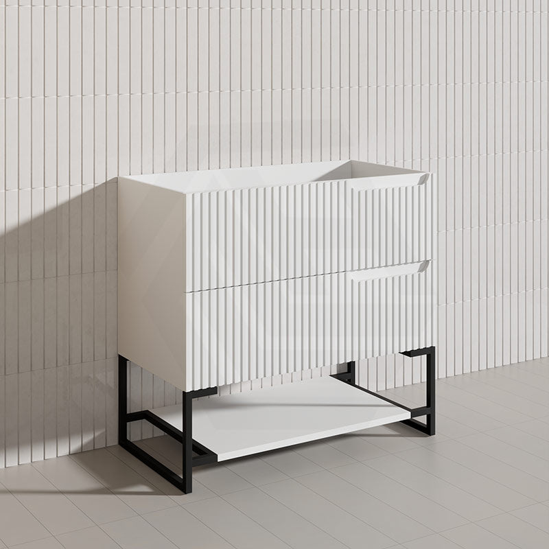 900mm SERSI Freestanding Plywood Vanity Linear Surface Single Bowl Cabinet - Matt White