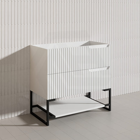600-1500mm SERSI Freestanding Plywood Vanity Matt White Linear Surface Drawers Shelves Single Bowl Cabinet