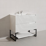 900mm SERSI Freestanding Plywood Vanity Linear Surface Single Bowl Cabinet - Matt White