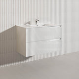 900mm SERSI Plywood Single Bowl Wall Hung Vanity Linear Surface Drawers Matt White Cabinet ONLY & Ceramic/Poly Top Available