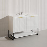 1200mm THENA Freestanding Plywood Vanity Matt White Linear Surface Single/Double Bowls Cabinet ONLY for Bathroom