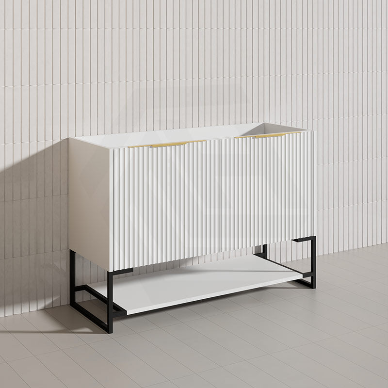 1200mm THENA Freestanding Plywood Vanity Matt White Linear Surface Single/Double Bowls Cabinet ONLY for Bathroom