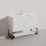 1200mm THENA Freestanding Plywood Vanity Matt White Linear Surface Single/Double Bowls Cabinet ONLY for Bathroom