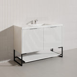 1200mm THENA Freestanding Plywood Vanity Matt White Linear Surface Single/Double Bowls Cabinet ONLY for Bathroom