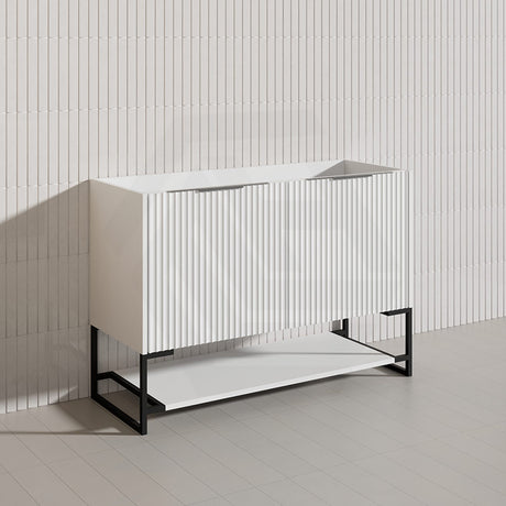 1200mm THENA Freestanding Plywood Vanity Matt White Linear Surface Single/Double Bowls Cabinet ONLY for Bathroom