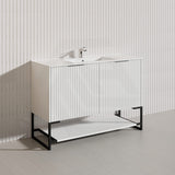 1200mm THENA Freestanding Plywood Vanity Matt White Linear Surface Single/Double Bowls Cabinet ONLY for Bathroom