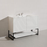 1200mm THENA Freestanding Plywood Vanity Matt White Linear Surface Single/Double Bowls Cabinet ONLY for Bathroom