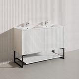 1200mm THENA Freestanding Plywood Vanity Matt White Linear Surface Single/Double Bowls Cabinet ONLY for Bathroom