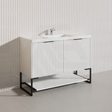 1200mm THENA Freestanding Plywood Vanity Matt White Linear Surface Single/Double Bowls Cabinet ONLY for Bathroom